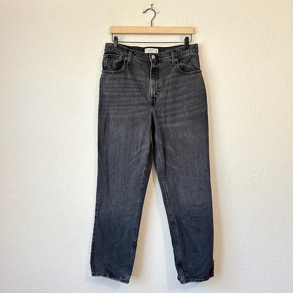 ABERCROMBIE & FITCH The 90s Straight Jeans Black Ultra High Rise - Picture 1 of 13